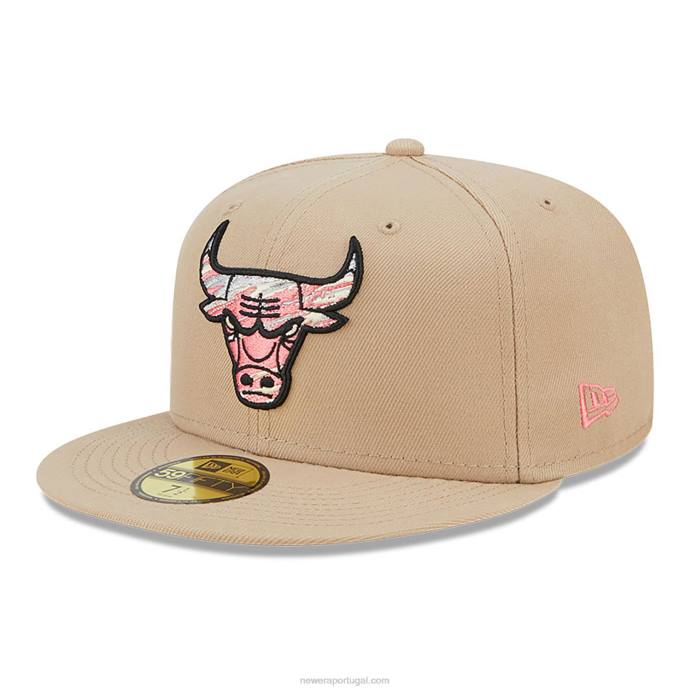 FFTN688 New Era Boné Chicago Bulls Team Bege Neon 59Fifty