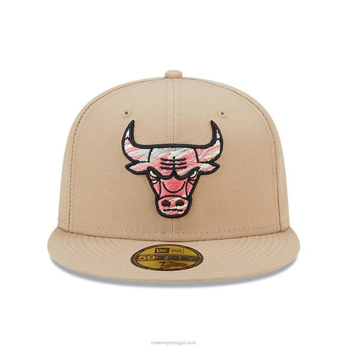 FFTN688 New Era Boné Chicago Bulls Team Bege Neon 59Fifty