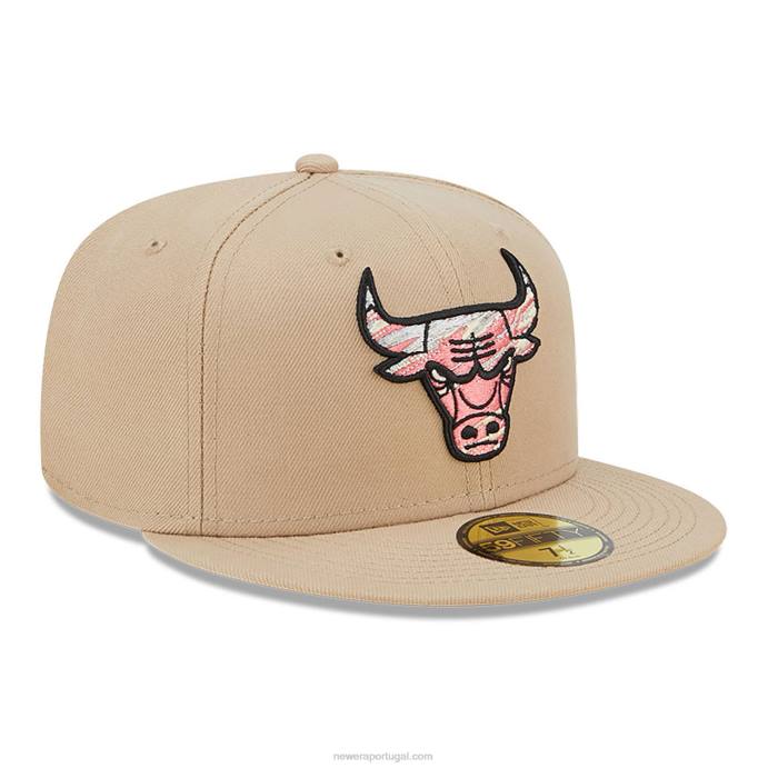 FFTN688 New Era Boné Chicago Bulls Team Bege Neon 59Fifty