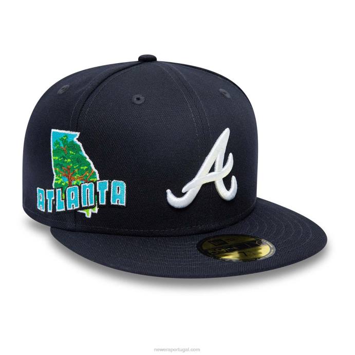 FFTN691 New Era Boné Atlanta Braves Navy Stateview 59Fifty