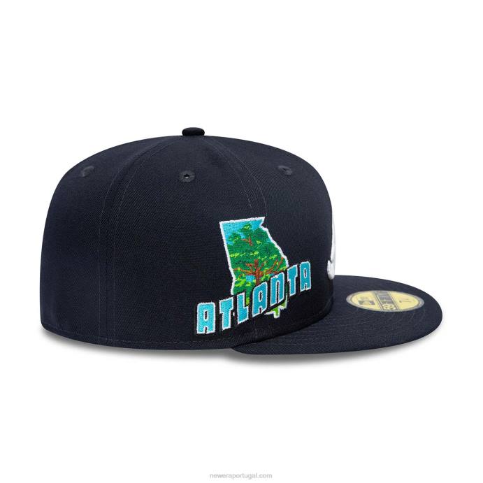FFTN691 New Era Boné Atlanta Braves Navy Stateview 59Fifty