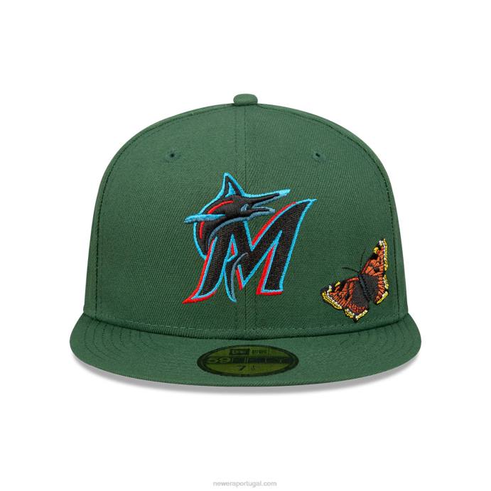 FFTN695 New Era Boné miami marlins feltro x mlb verde escuro 59fifty