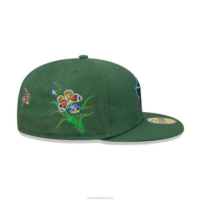 FFTN695 New Era Boné miami marlins feltro x mlb verde escuro 59fifty