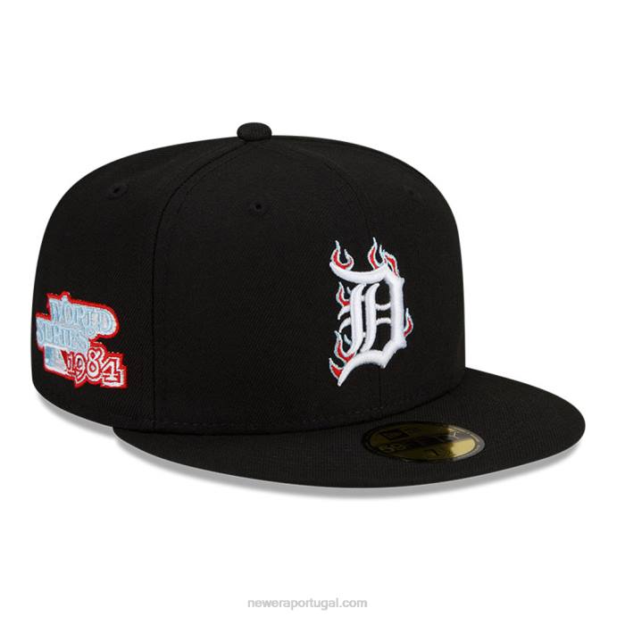 FFTN698 New Era boné detroit tigers mlb team fire black 59fifty