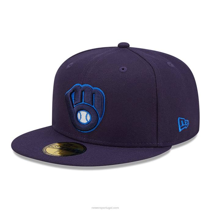 FFTN702 New Era Milwaukee Brewers Mono Navy Camo 59Fifty Boné Justo
