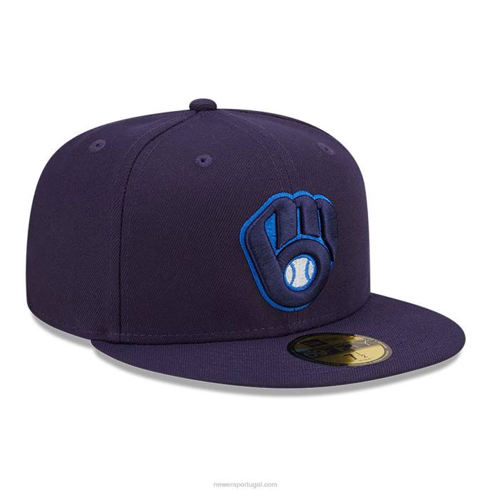 FFTN702 New Era Milwaukee Brewers Mono Navy Camo 59Fifty Boné Justo