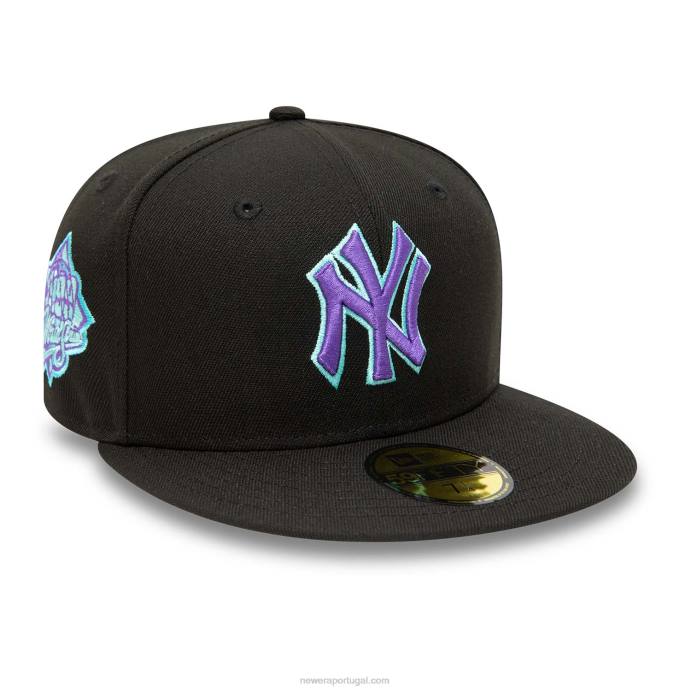FFTN704 New Era boné New York Yankees preto e azul matiz 59fifty