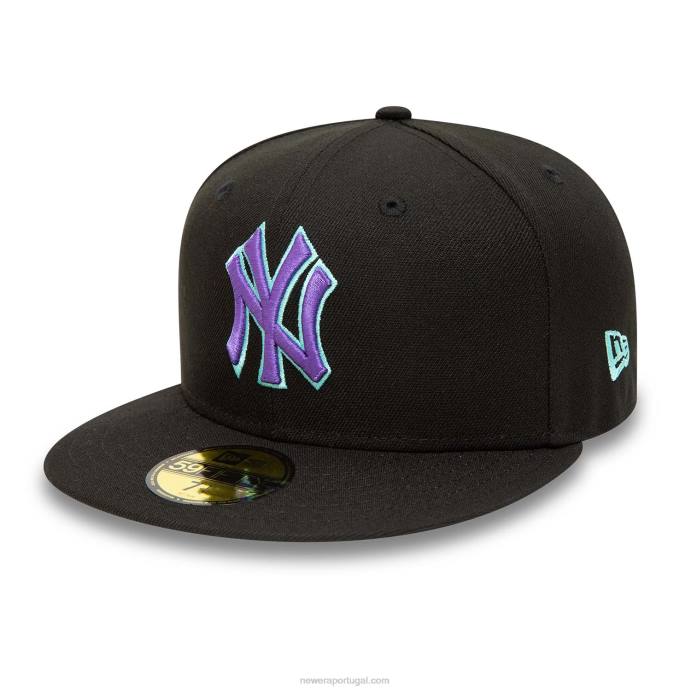FFTN704 New Era boné New York Yankees preto e azul matiz 59fifty