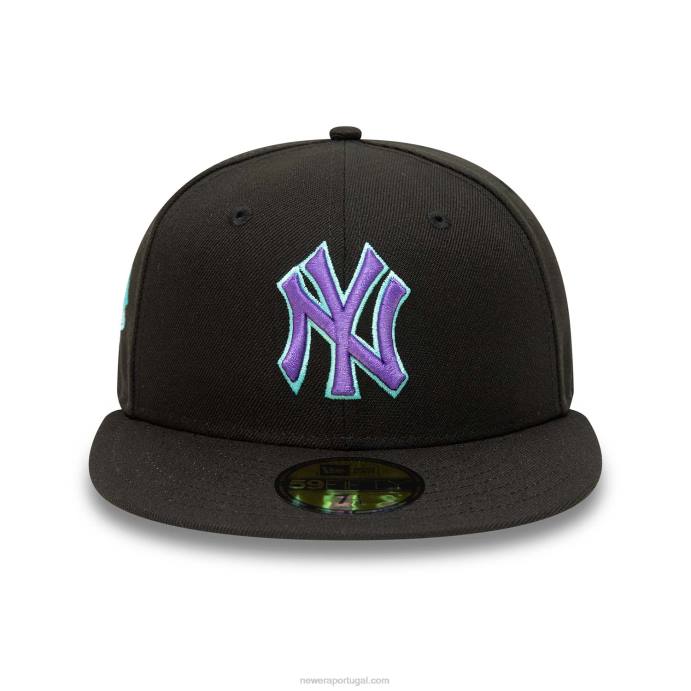 FFTN704 New Era boné New York Yankees preto e azul matiz 59fifty