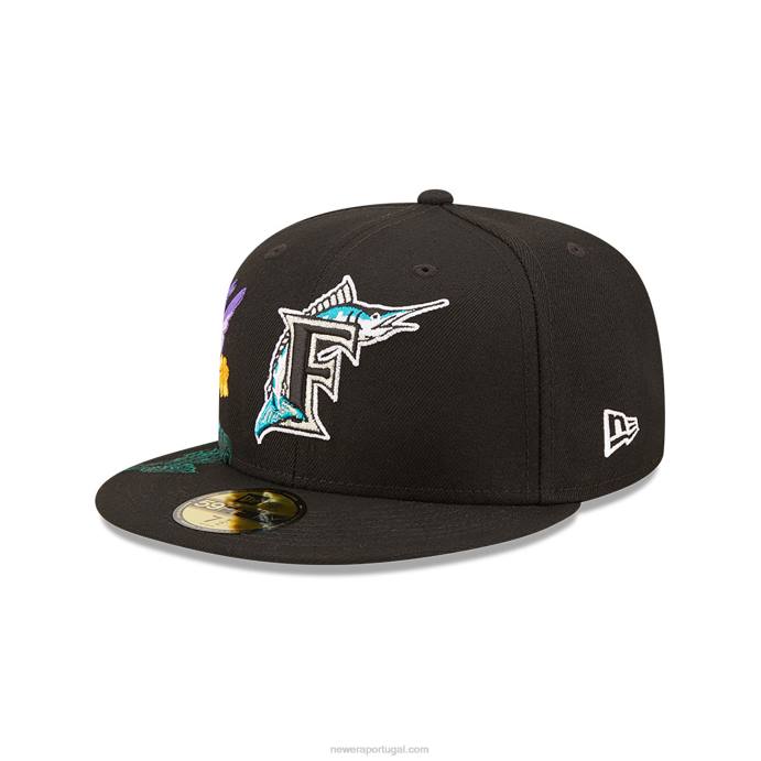 FFTN705 New Era boné justo florida marlins mlb blooming black 59fifty