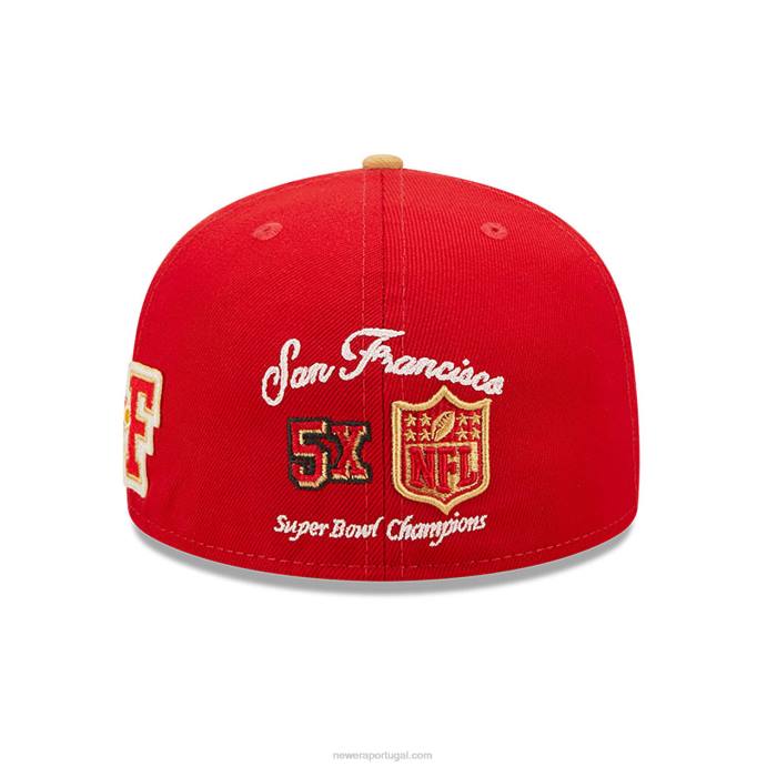 FFTN707 New Era san francisco 49ers ne letterman red 59fifty boné justo