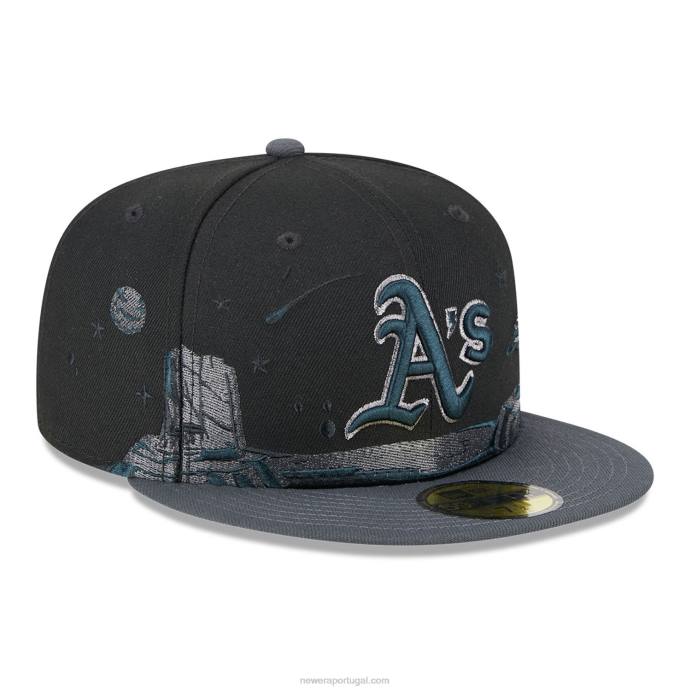 FFTN70 New Era Boné Oakland Athletics Planetary Preto 59Fifty