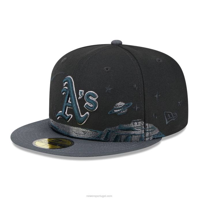 FFTN70 New Era Boné Oakland Athletics Planetary Preto 59Fifty