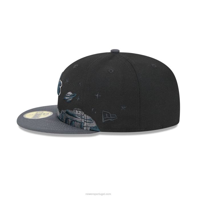 FFTN70 New Era Boné Oakland Athletics Planetary Preto 59Fifty