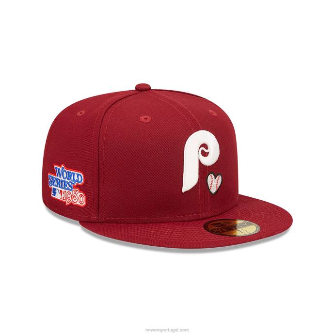 FFTN711 New Era philadelphia phillies mlb team heart red 59fifty boné justo