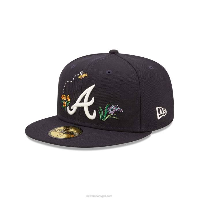 FFTN715 New Era Boné 59fifty azul marinho aquarela do Atlanta Braves