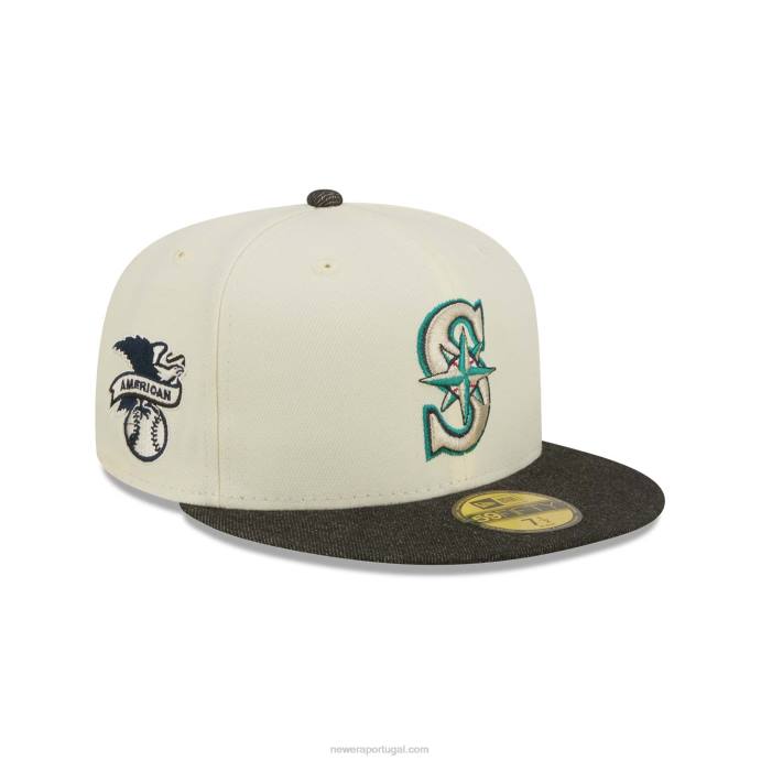 FFTN717 New Era seattle mariners mlb preto denim chrome white 59fifty boné justo