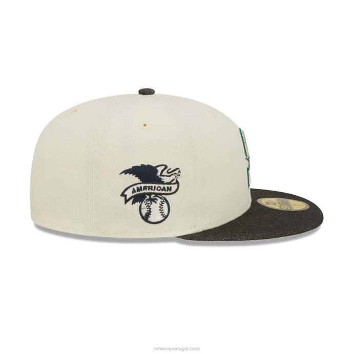 FFTN717 New Era seattle mariners mlb preto denim chrome white 59fifty boné justo