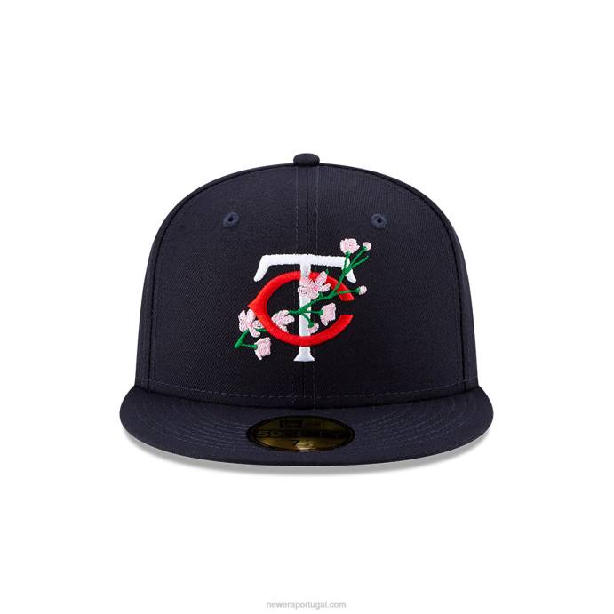 FFTN718 New Era boné justinho 59fifty com remendo lateral bloom navy do minnesota twins