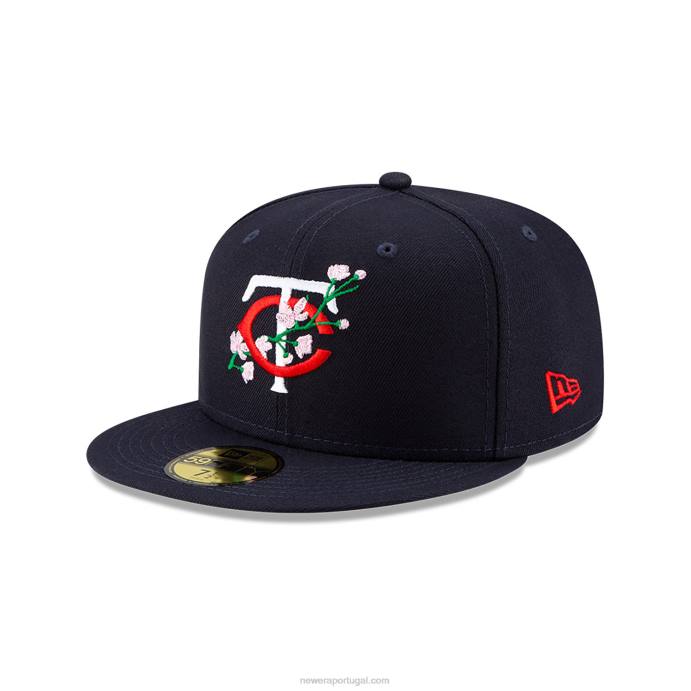 FFTN718 New Era boné justinho 59fifty com remendo lateral bloom navy do minnesota twins