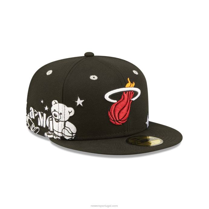 FFTN720 New Era boné justo miami heat teddy preto 59fifty