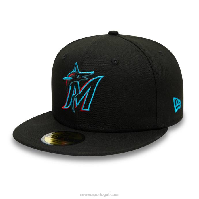 FFTN734 New Era miami marlins autêntico no jogo de campo preto 59fifty cap