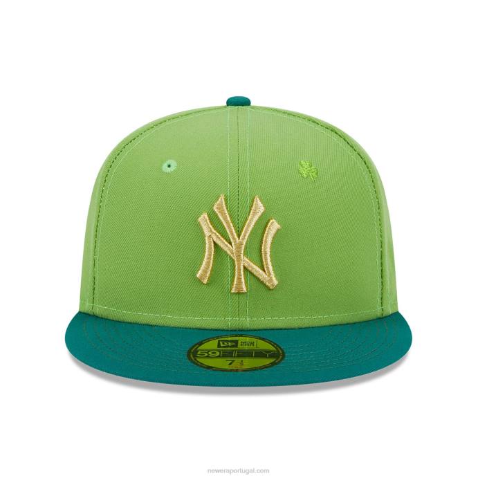 FFTN737 New Era boné verde 59fifty com raia de sorte do new york yankees
