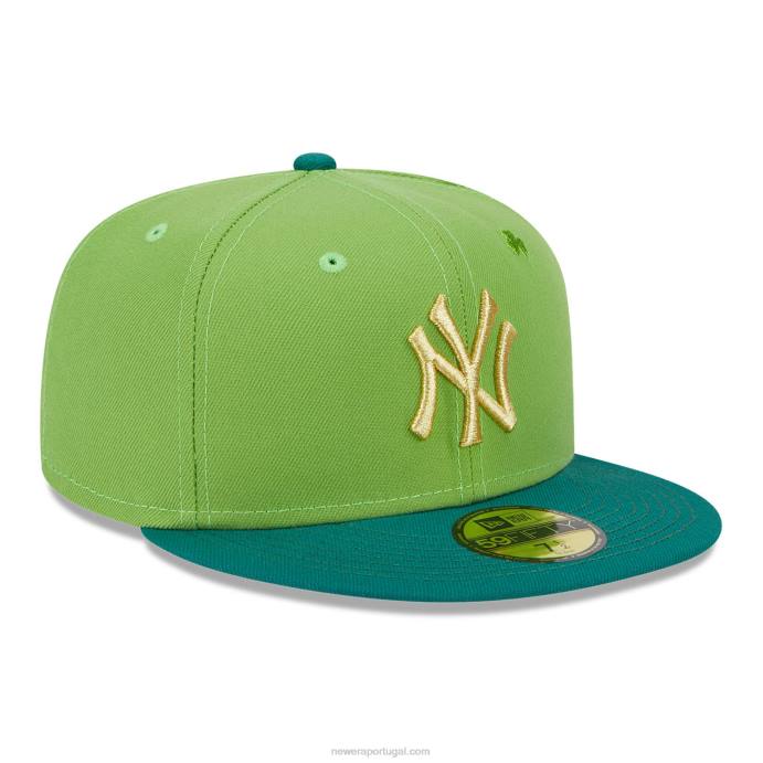 FFTN737 New Era boné verde 59fifty com raia de sorte do new york yankees