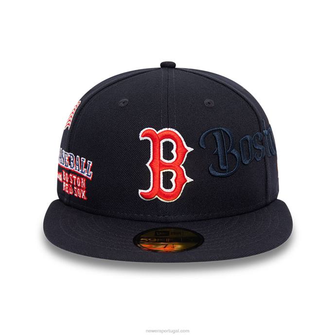 FFTN743 New Era boton red sox script navy 59fifty boné justo