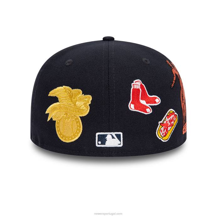 FFTN743 New Era boton red sox script navy 59fifty boné justo