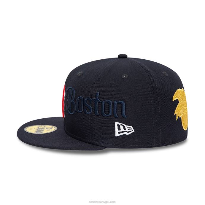 FFTN743 New Era boton red sox script navy 59fifty boné justo