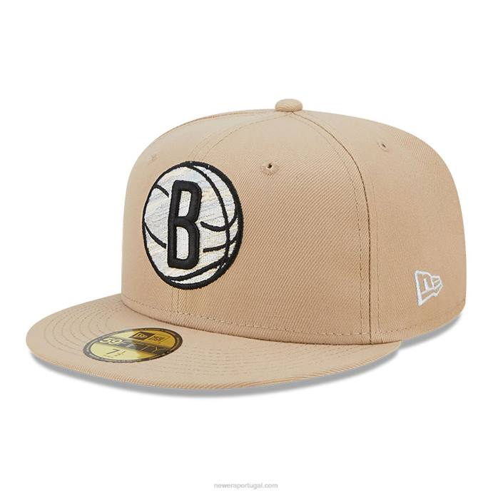 FFTN744 New Era Boné Brooklyn Nets Team Bege Neon 59Fifty