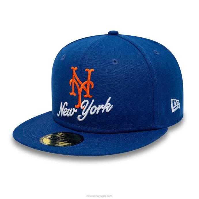 FFTN746 New Era new york mets boné azul 59fifty com logotipo duplo