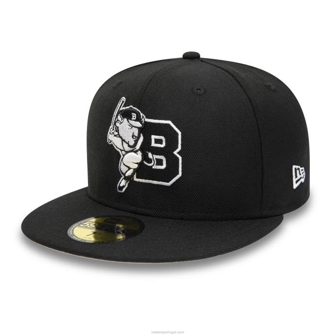 FFTN748 New Era boné buffalo bisons milb preto e branco 59fifty