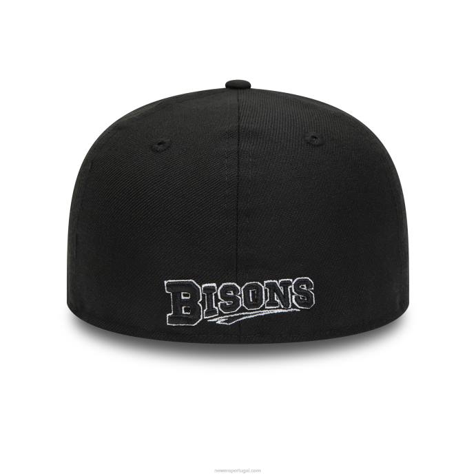 FFTN748 New Era boné buffalo bisons milb preto e branco 59fifty