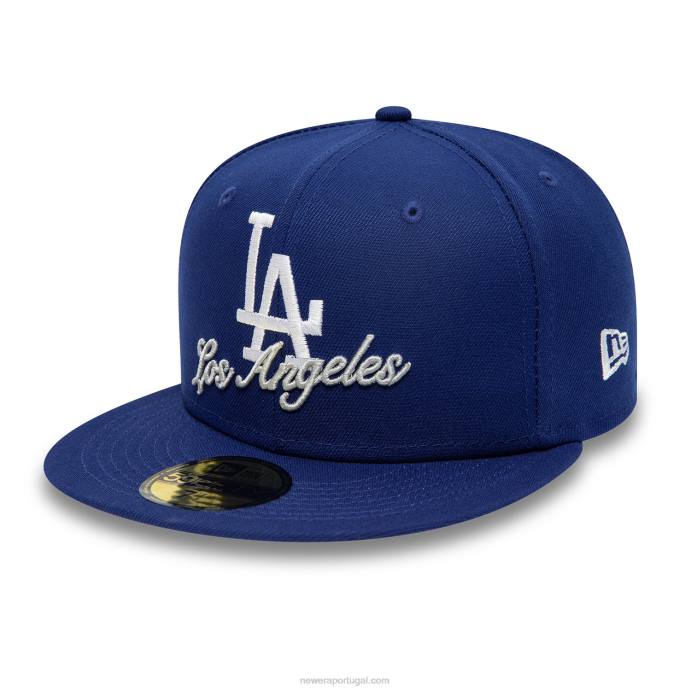 FFTN74 New Era boné ajustado azul 59fifty com logotipo duplo la dodgers