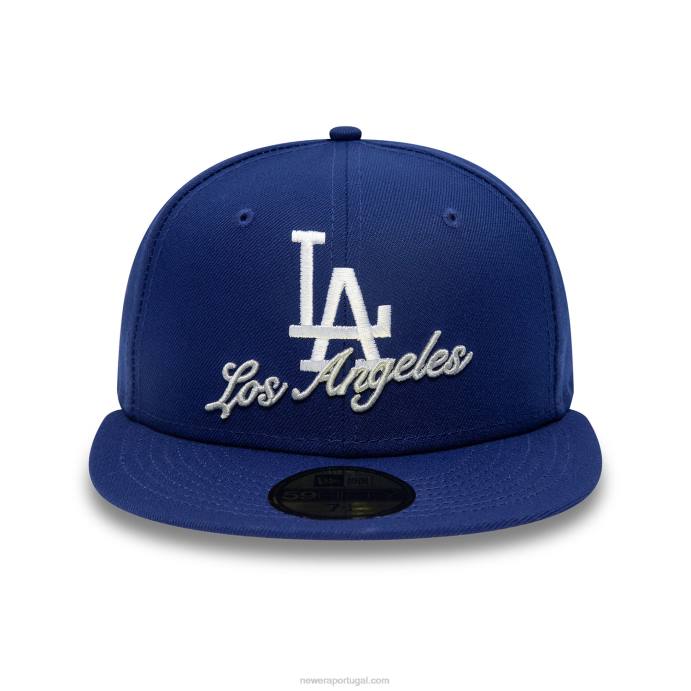 FFTN74 New Era boné ajustado azul 59fifty com logotipo duplo la dodgers