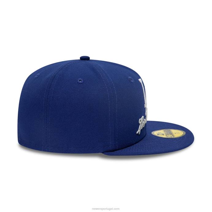 FFTN74 New Era boné ajustado azul 59fifty com logotipo duplo la dodgers