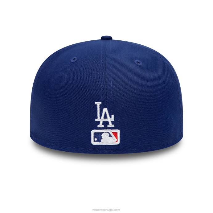 FFTN74 New Era boné ajustado azul 59fifty com logotipo duplo la dodgers