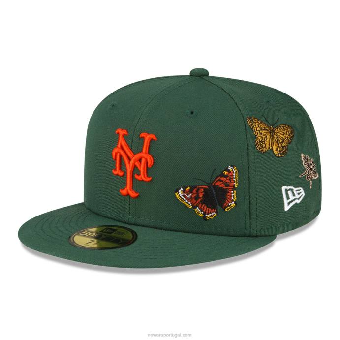 FFTN751 New Era boné New York Mets feltro x mlb verde escuro 59fifty