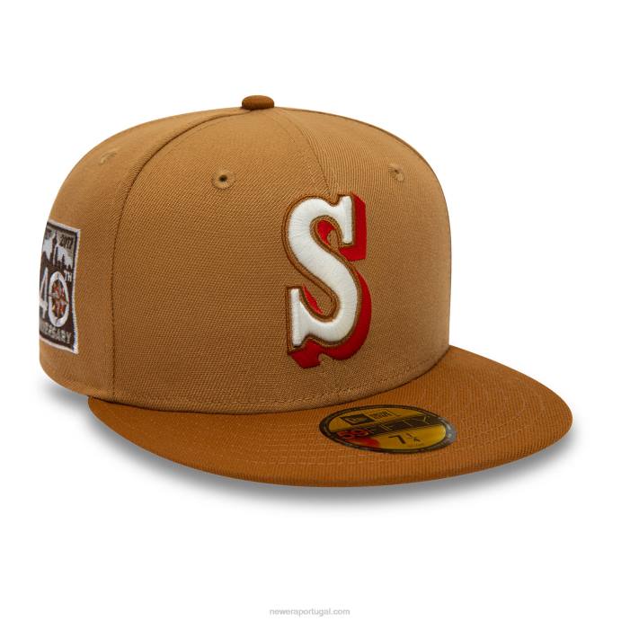 FFTN756 New Era boné ajustado marrom 59fifty de 40 anos do seattle mariners