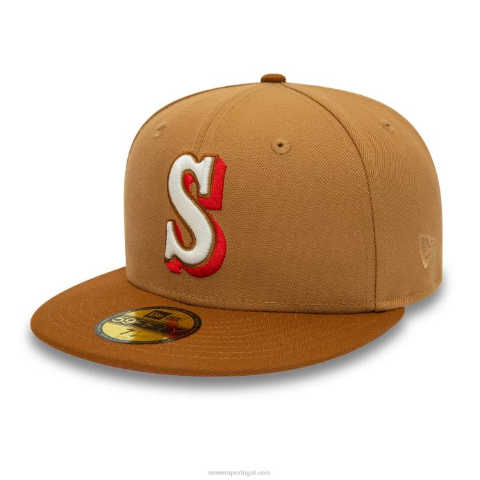 FFTN756 New Era boné ajustado marrom 59fifty de 40 anos do seattle mariners