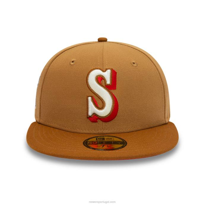 FFTN756 New Era boné ajustado marrom 59fifty de 40 anos do seattle mariners