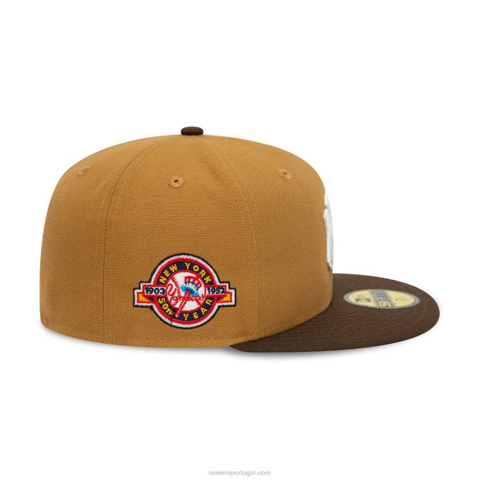 FFTN757 New Era new york yankees outono cores viseira contraste marrom 59fifty boné ajustado