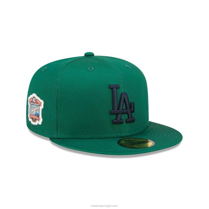 FFTN766 New Era la dodgers 40º aniversário boné verde escuro 59fifty ajustado