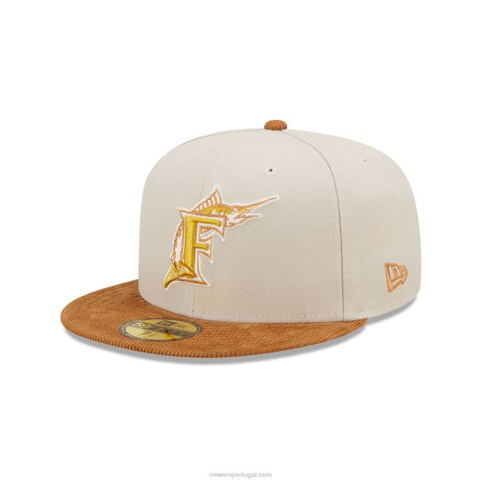 FFTN767 New Era florida marlins cordão viseira pedra 59fifty boné ajustado