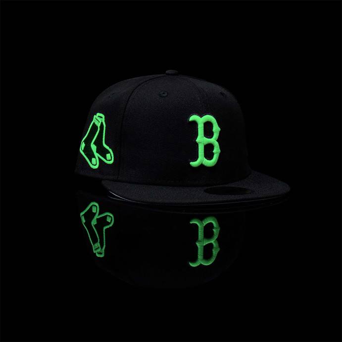 FFTN769 New Era boton red sox brilha no escuro boné preto 59fifty
