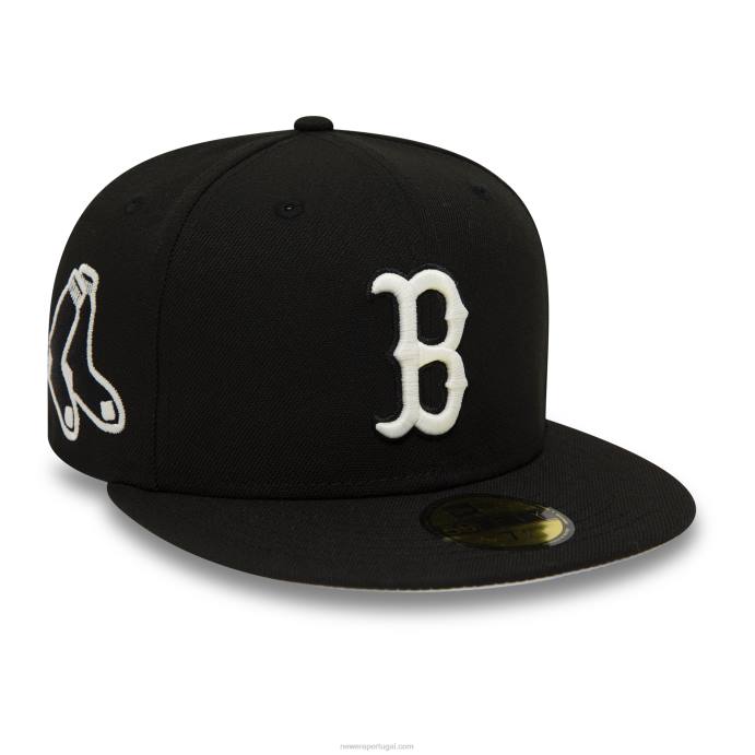 FFTN769 New Era boton red sox brilha no escuro boné preto 59fifty