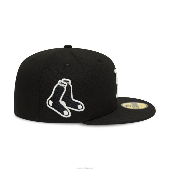 FFTN769 New Era boton red sox brilha no escuro boné preto 59fifty