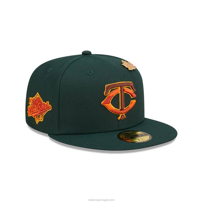 FFTN773 New Era boné justo minnesota twins folhoso verde escuro 59fifty